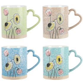 Gibson Home Sunbloom 4 Piece 15 Ounce Stoneware Mug Set in Assorted Colors