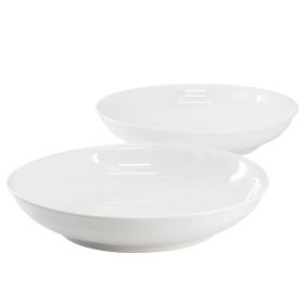 Gibson Home 2 Piece 11 Inch Round Fine Ceramic Serving Bowl Set in White